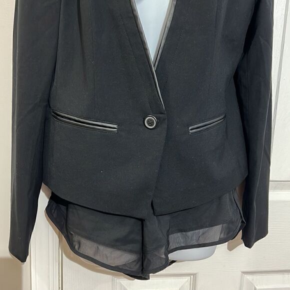 Loft Leather Trimmed Black Blazer Size M - Picture 3 of 9